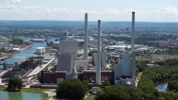 The RDK8 steam power plant at the Rheinhafen-Dampfkraftwerk electrical generation facility in Karlsruhe, Germany.