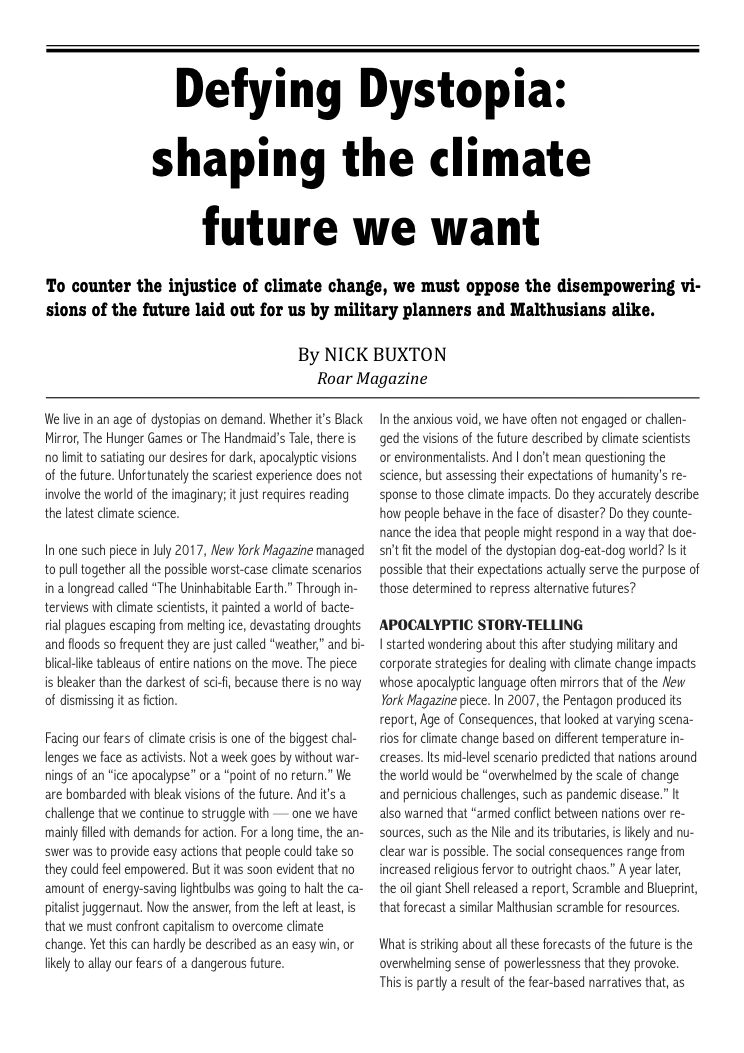 Defying Dystopia: shaping the climate future we want - ONE Only Natural ...