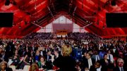 Delegates to the COP21 climate change conference assemble in the Plenary Hall at LeBourget Airport in Paris, France, on December 12, 2015. Photo credit: U.S. Department of State