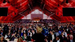 Delegates to the COP21 climate change conference assemble in the Plenary Hall at LeBourget Airport in Paris, France, on December 12, 2015. Photo credit: U.S. Department of State