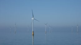 Offshore wind turbines at Barrow Offshore Wind Farm, off Walney Island in the Irish Sea. Photo credit: Andy Dingley (Wikimedia)